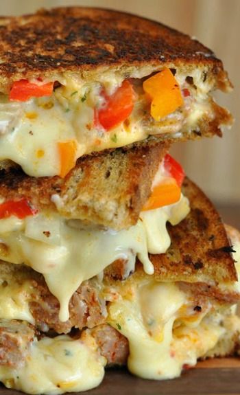 Pepper Chipotle and Sausage Grilled Cheese Sandwich